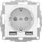 ATN000130 Розетка электрическая с заземлением 2 х USB 2.4A max Systeme AtlasDesign (Белый)