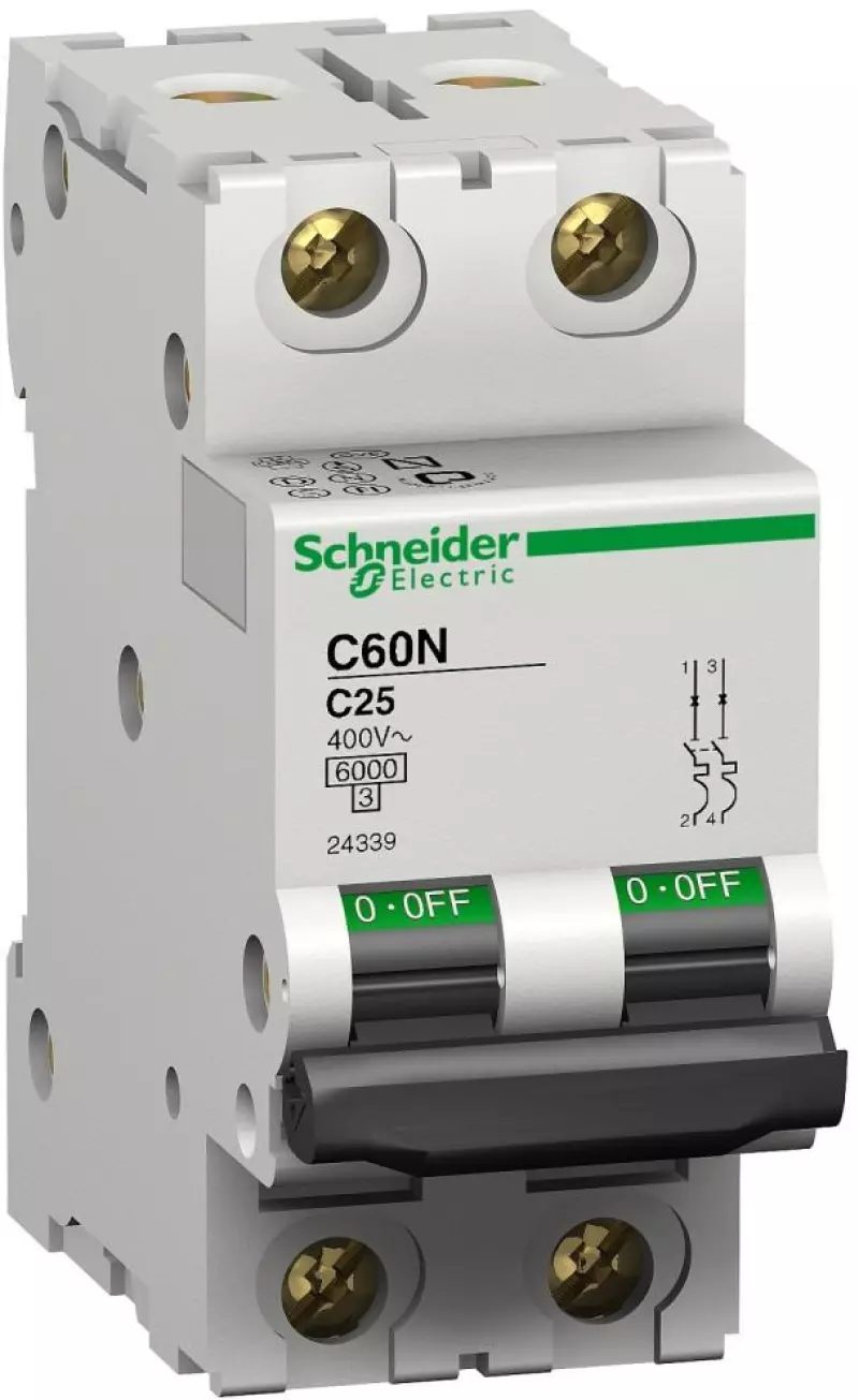   Schneider Acti9 C60N - 2P - 2A - C - 10kA - 2M - 415