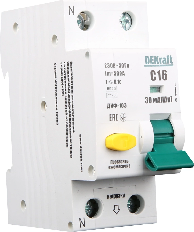   () Dekraft -103 - 1P+N - 25A - A - 30mA -  C - 6kA