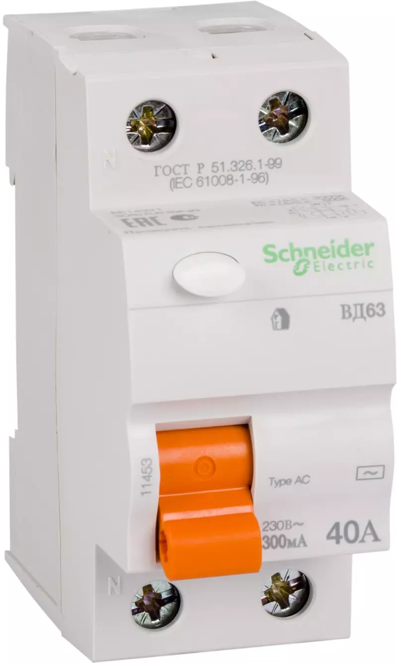    (/) Schneider Electric  ( 63) - 1P+N - 40A - AC - 300mA