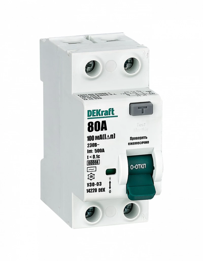    (/) Dekraft -03 - 1P+N - 80A - AC - 100mA