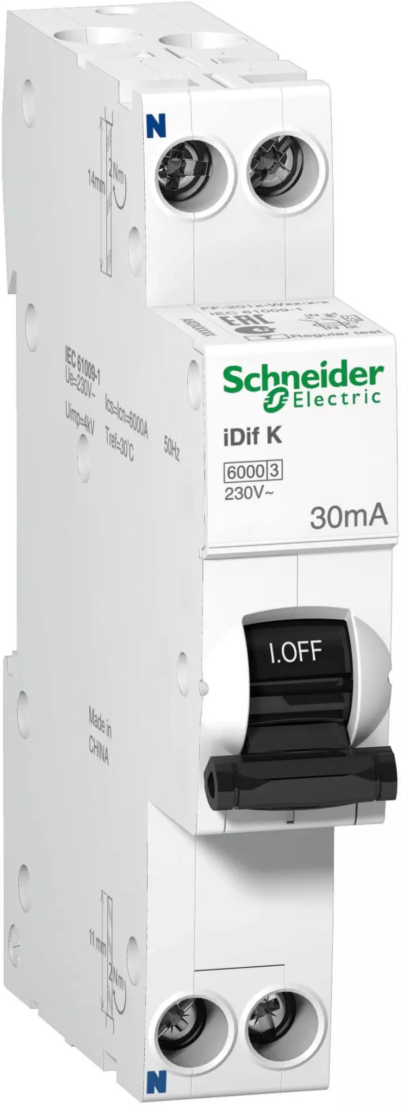   () Schneider Acti9 iDif K - 1P+N - 32A - AC - 30mA -  C - 6kA