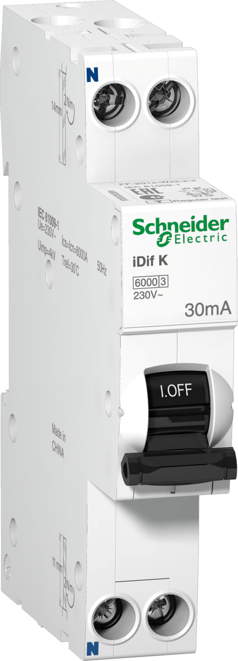   () Schneider Acti9 iDif K - 1P+N - 6A - A - 30mA -  C - 6kA