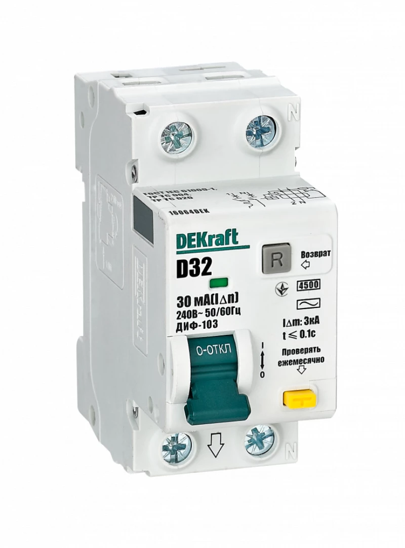   () Dekraft -103 - 1P+N - 32A - AC - 30mA -  D - 4.5kA