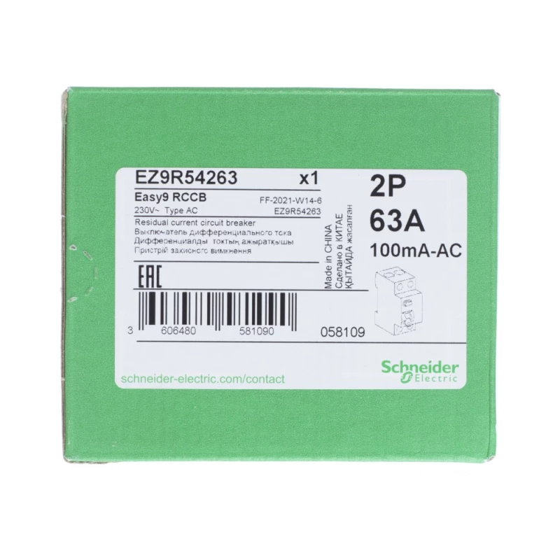    (/) Schneider Easy9 - 1P+N - 63A - AC - 100mA